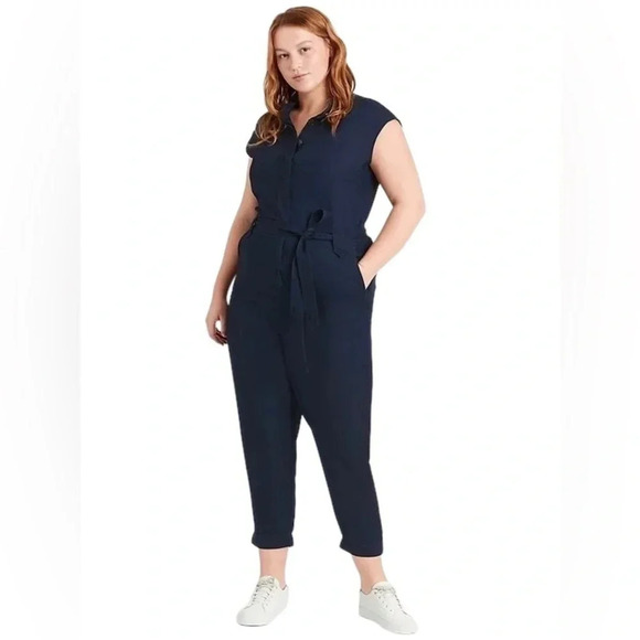 Banana Republic Jumpsuit  Utility Blue Chambray Denim Size 0 NWT - Picture 15 of 16